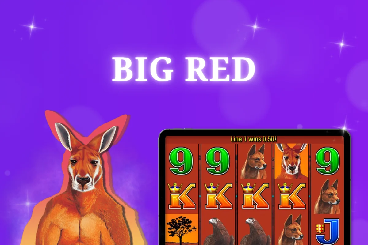 tablet with Big Red pokie on purple background
